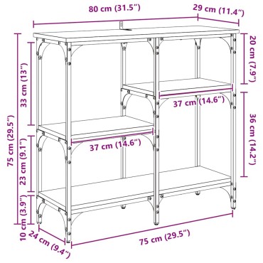 vidaXL Τραπέζι κονσόλας Μαύρη Οξυά 80x29x75cm Επεξεργασμένο Ξύλο 1 τεμ.