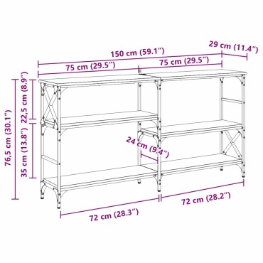 vidaXL Τραπέζι κονσόλας Παλιό ξύλο 150x29x76,5 εκ 1 τεμ.
