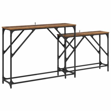 vidaXL Τραπέζι κονσόλας 2 τεμ. Παλιό Ξύλο 100x28x75cm