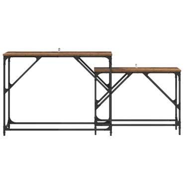 vidaXL Τραπέζι κονσόλας 2 τεμ. Παλιό Ξύλο 100x28x75cm