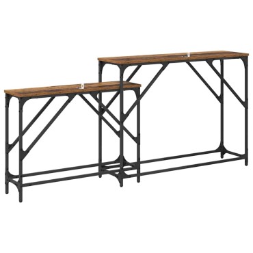 vidaXL Τραπέζι κονσόλας 2 τεμ. Παλιό Ξύλο 100x28x75cm