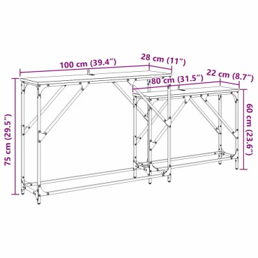 vidaXL Τραπέζι κονσόλας 2 τεμ. Μαύρη Οξυά 100x28x75cm