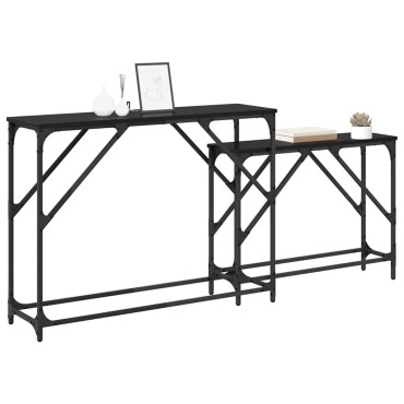 vidaXL Τραπέζι κονσόλας 2 τεμ. Μαύρη Οξυά 100x28x75cm