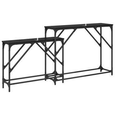 vidaXL Τραπέζι κονσόλας 2 τεμ. Μαύρη Οξυά 100x28x75cm