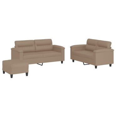 vidaXL Πολυθρόνες Σετ 3 τεμ. Καπουτσίνο Συνθετικό Δέρμα Μαξιλάρια 70x55x41cm  Διθέσιος