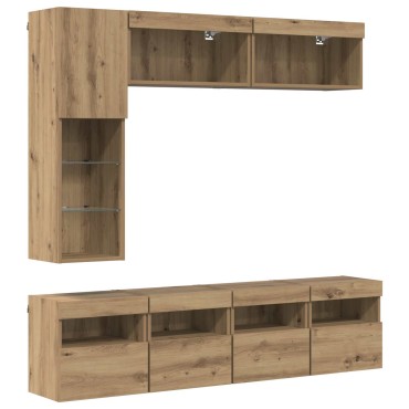 vidaXL Ντουλάπι TV 7 τμχ. Artisan Oak Επεξεργασμένο Ξύλο