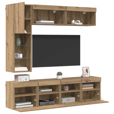 vidaXL Ντουλάπι TV 7 τμχ. Artisan Oak Επεξεργασμένο Ξύλο