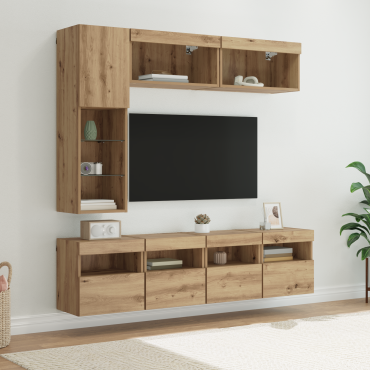 vidaXL Ντουλάπι TV 7 τμχ. Artisan Oak Επεξεργασμένο Ξύλο