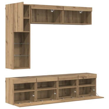 vidaXL Ντουλάπι TV 7 τμχ. Artisan Oak Επεξεργασμένο Ξύλο