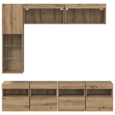 vidaXL Ντουλάπι TV 7 τμχ. Artisan Oak Επεξεργασμένο Ξύλο