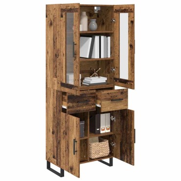 vidaXL Highboard 2 τεμ. Παλιό Ξύλο 69,5x34x180cm