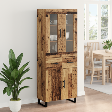 vidaXL Highboard 2 τεμ. Παλιό Ξύλο 69,5x34x180cm