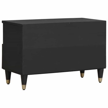 vidaXL Ντουλάπι TV με συρτάρι Μαύρο 70x33x46cm Στερεό ξύλο μάνγκο 1 τεμ.