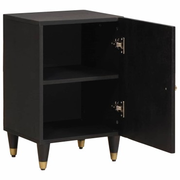 vidaXL Ντουλάπι Μπάνιου Μαύρο 38x33x58cm Στερεό ξύλο μάνγκο 1 τεμ.