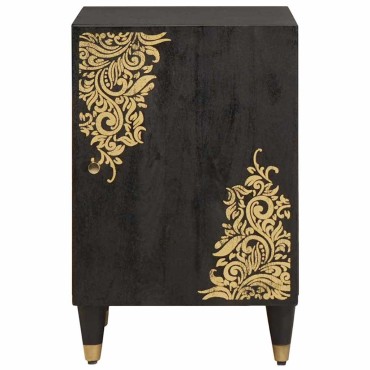 vidaXL Ντουλάπι Μπάνιου Μαύρο 38x33x58cm Στερεό ξύλο μάνγκο 1 τεμ.