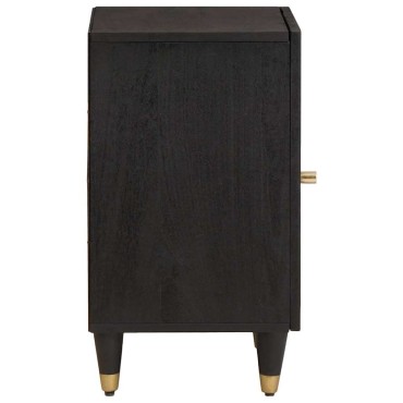 vidaXL Ντουλάπι Μπάνιου Μαύρο 38x33x58cm Στερεό ξύλο μάνγκο 1 τεμ.