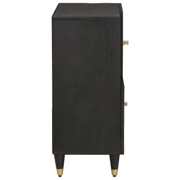 vidaXL Πλαϊνό γραφείο με ράφι Μαύρο 80x33x75cm Στερεό ξύλο μάνγκο