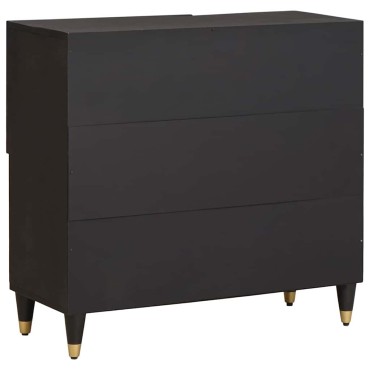 vidaXL Πλαϊνό γραφείο με ράφι Μαύρο 80x33x75cm Στερεό ξύλο μάνγκο