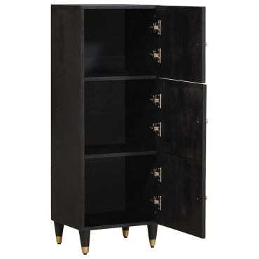 vidaXL Highboard με ράφι Μαύρο 40x33x110cm Στερεό ξύλο μάνγκο