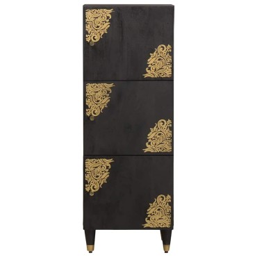 vidaXL Highboard με ράφι Μαύρο 40x33x110cm Στερεό ξύλο μάνγκο