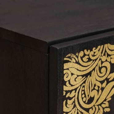 vidaXL Highboard με ράφι Μαύρο 40x33x110cm Στερεό ξύλο μάνγκο