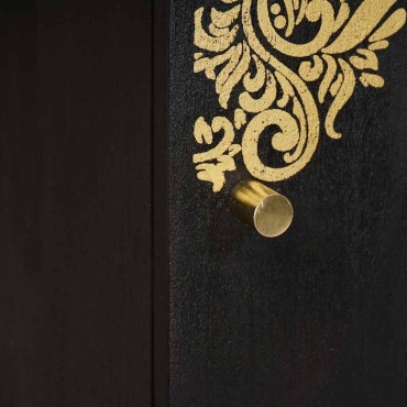vidaXL Highboard με ράφι Μαύρο 40x33x110cm Στερεό ξύλο μάνγκο