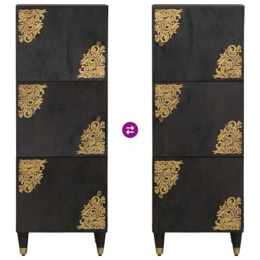 vidaXL Highboard με ράφι Μαύρο 40x33x110cm Στερεό ξύλο μάνγκο