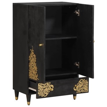 vidaXL Highboard Μαύρο 60x33x100cm Στερεό ξύλο μάνγκο