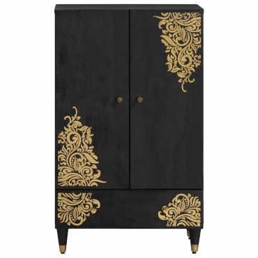 vidaXL Highboard Μαύρο 60x33x100cm Στερεό ξύλο μάνγκο