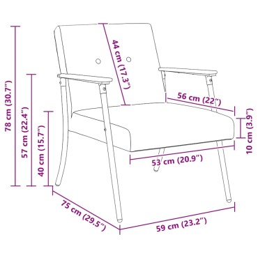 vidaXL Πολυθρόνα Σκούρο Πράσινο ύφασμα 59x75x78cm 1 τεμ.