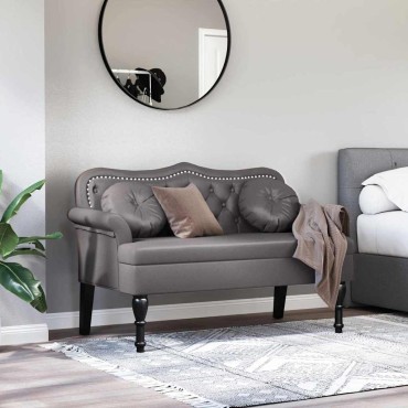 vidaXL Καναπές Chesterfield Γκρι 120,5x65x75cm Τεχνητό Δέρμα