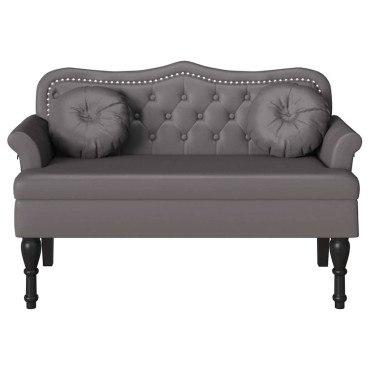 vidaXL Καναπές Chesterfield Γκρι 120,5x65x75cm Τεχνητό Δέρμα