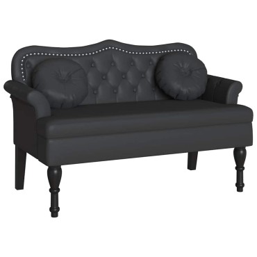 vidaXL Καναπές Chesterfield Μαύρο 120,5x65x75cm Τεχνητό Δέρμα