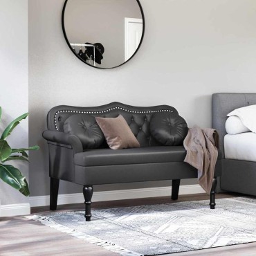 vidaXL Καναπές Chesterfield Μαύρο 120,5x65x75cm Τεχνητό Δέρμα
