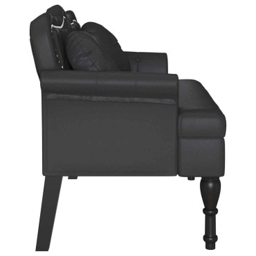 vidaXL Καναπές Chesterfield Μαύρο 120,5x65x75cm Τεχνητό Δέρμα