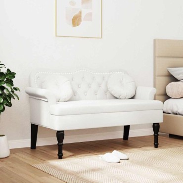 vidaXL Καναπές Chesterfield Λευκό 120,5x65x75cm Τεχνητό Δέρμα