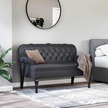 vidaXL Καναπές Chesterfield Μαύρο 119,5x64,5x75cm Τεχνητό Δέρμα