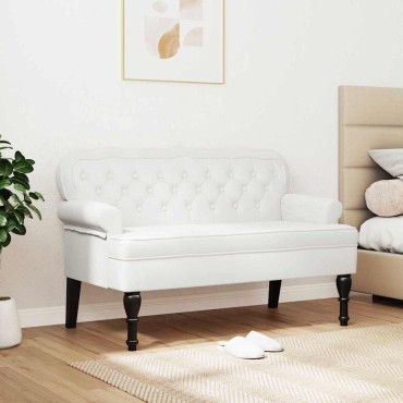 vidaXL Καναπές Chesterfield Λευκό 119,5x64,5x75cm Τεχνητό Δέρμα