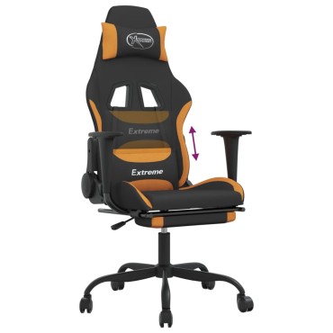 vidaXL Καρέκλα Gaming Μαύρο/Πορτοκαλί Ύφασμα με Υποπόδιο 66x58x(120-130)cm 1 τεμ.