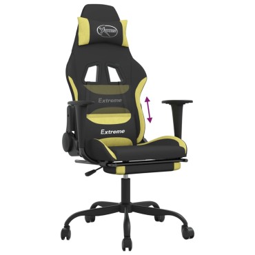 vidaXL Καρέκλα Gaming Μαύρη/Αν. Πράσινο Ύφασμα με Υποπόδιο 66x58x(120-130)cm 1 τεμ.