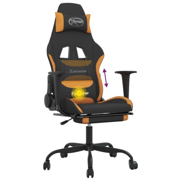 vidaXL Καρέκλα Μασάζ Gaming Μαύρο/Πορτοκαλί Ύφασμα με Υποπόδιο 66x58x(120-130)cm 1 τεμ.