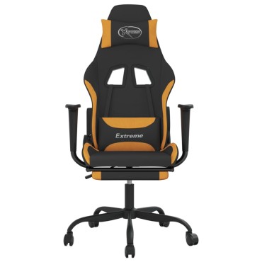 vidaXL Καρέκλα Μασάζ Gaming Μαύρο/Πορτοκαλί Ύφασμα με Υποπόδιο 66x58x(120-130)cm 1 τεμ.