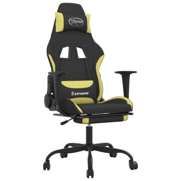 vidaXL Καρέκλα Μασάζ Gaming Μασάζ Υπ. Μαύρη/Αν Γκρι Ύφασμα Υποπόδιο 66x58x(120-130)cm 1 τεμ.