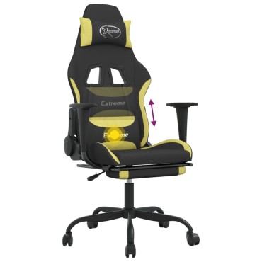 vidaXL Καρέκλα Μασάζ Gaming Μασάζ Υπ. Μαύρη/Αν Γκρι Ύφασμα Υποπόδιο 66x58x(120-130)cm 1 τεμ.