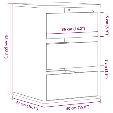 vidaXL Συρταριέρα Γκρι Sonoma 40x41x58cm από Επεξεργ. Ξύλο 1 τεμ.