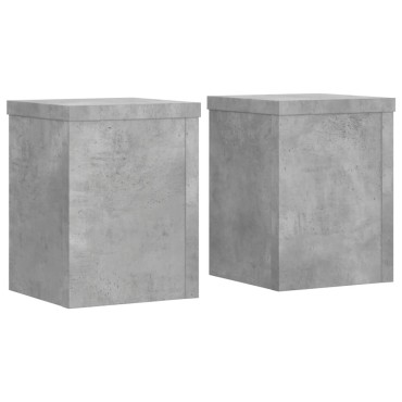vidaXL Βάσεις Φυτών 2 τεμ. Γκρι Σκυρ. 15x15x20 εκ. Επεξεργασμένο Ξύλο