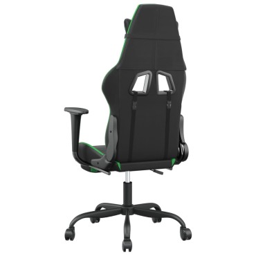 vidaXL Καρέκλα Gaming Μασάζ Υποπόδιο Μαύρο/Πράσινο από Συνθετικό Δέρμα 66x56x(120,5-131)cm 1 τεμ.