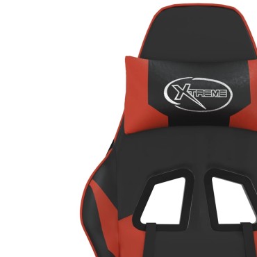vidaXL Καρέκλα Gaming Μασάζ Υποπόδιο Μαύρο/Κόκκινο από Συνθετικό Δέρμα 67x58x(118-128)cm 1 τεμ.