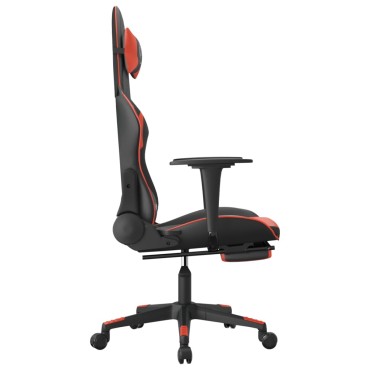 vidaXL Καρέκλα Gaming Μασάζ Υποπόδιο Μαύρο/Κόκκινο από Συνθετικό Δέρμα 67x58x(118-128)cm 1 τεμ.