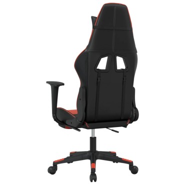 vidaXL Καρέκλα Gaming Μασάζ Υποπόδιο Μαύρο/Κόκκινο από Συνθετικό Δέρμα 67x58x(118-128)cm 1 τεμ.